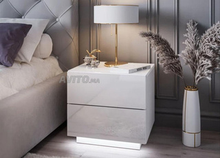 Table de chevet 2 tiroirs avec LED