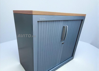 Armoire basse Steelcase gris top bois 80x74cm