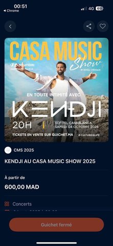 CONCERT KENDJI VIP 4 -10 SOFITEL CASABLANCA