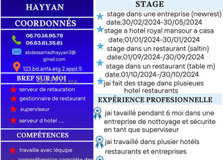 Je cherche un emploi dans le domaine de la restauration