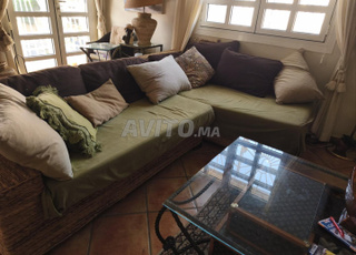 Salon d’angle en rotin tressé – bon état