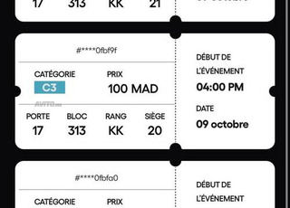 Tickets pour le match du Maroc