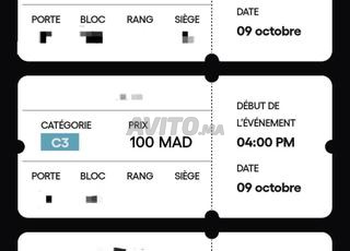 3 tickets catégorie 3 au prix de deux (200dh )