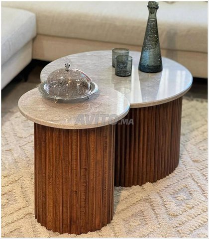 طاولة قهوة ثنائية من الرخام