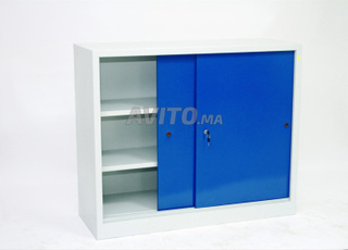 Armoire basse métallique portes coulissantes