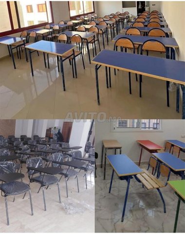 Table scolaire double place avec cadre métallique