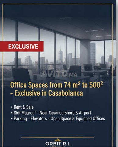 Bureaux à Louer de 74m² à 500m² Casablanca