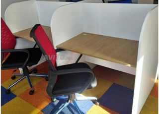 Bureau Bench 4 places avec caisson 4 chaises