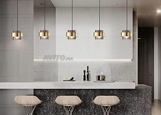 Lustre suspendu en laiton & verre