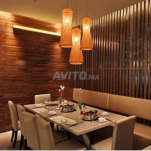 مصباح سقف من الخيزران بتصميم ريترو بسيط