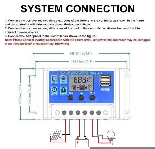 Contrôleur de charge solaire, 12V, 24V, 30A - 2