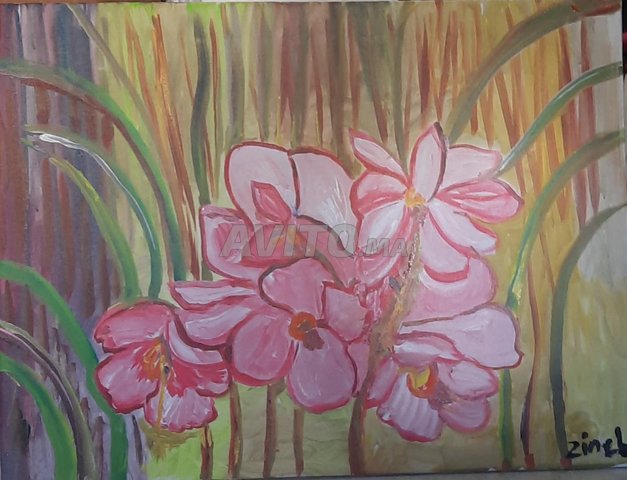 Fleurs sur toile
