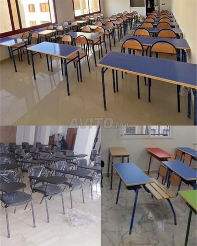 TABLE SCOLAIRE DOUBLE PLACE AVEC CADRE MÉTALLIQUE