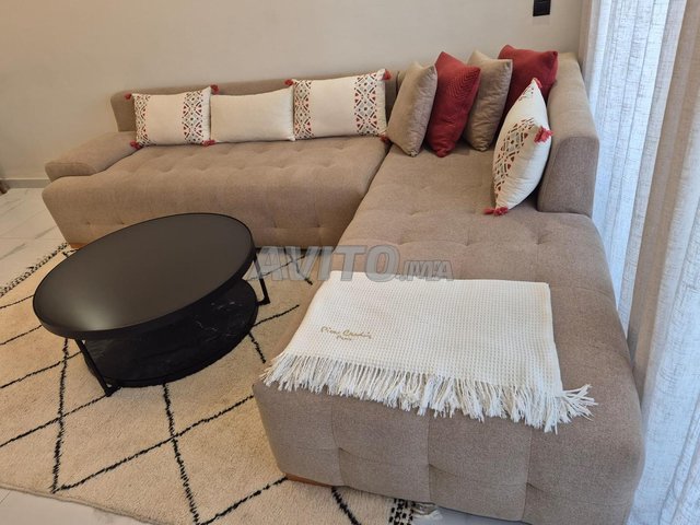 Salon d'angle moderne beige clair - Comme neuf