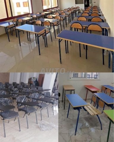 TABLE SCOLAIRE DOUBLE PLACE AVEC CADRE MÉTALLIQUE