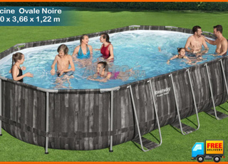 Piscine Ovale 6,10 x 3,60 x 1,22 M Noir