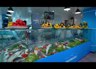 للبيع واجهة عرض مبردة لمحل الأسماك