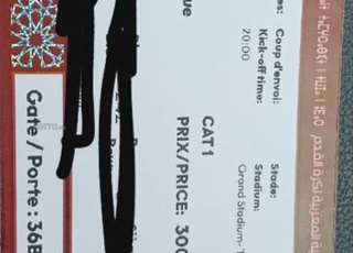 Deux Tickets côte à côte match Maroc Mozambique