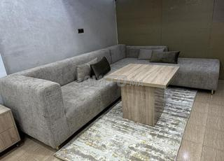 Canapé d’angle moderne en tissu gris