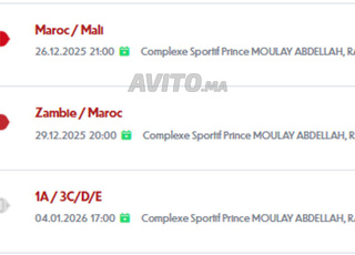 Toutes les billets disponibles