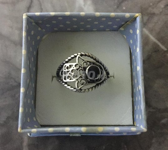 Bague Argent 925 avec Pierre Noire – خاتم نقرة حرة