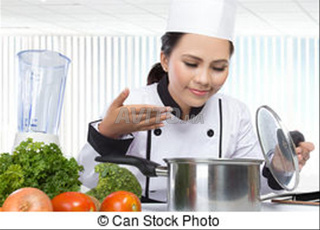 Une Chef Cuisinier Professionnelle
