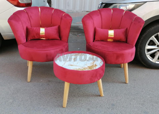 Ensemble de chaises de réception, nouveau design coquillage, table d'appoint.