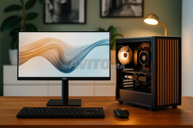 جهاز كمبيوتر مصمم جرافيك أو للألعاب Ryzen 7 RTX 3060 مع شاشة