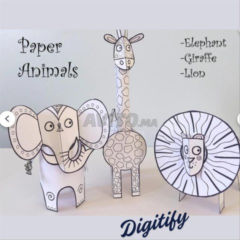 نشاط حرفي ورقي قابل للطباعة للأطفال - حيوانات ورقية