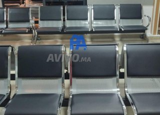 Banquette en simili cuir 4 places accoudoirs inox