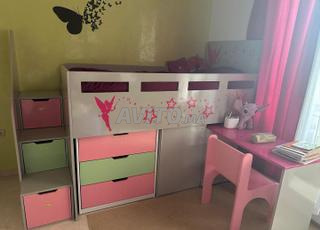 سرير مكتب أدراج وأرفف