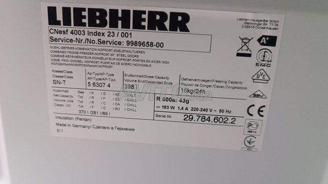 ثلاجة Liebherr inox bonocasion Europa