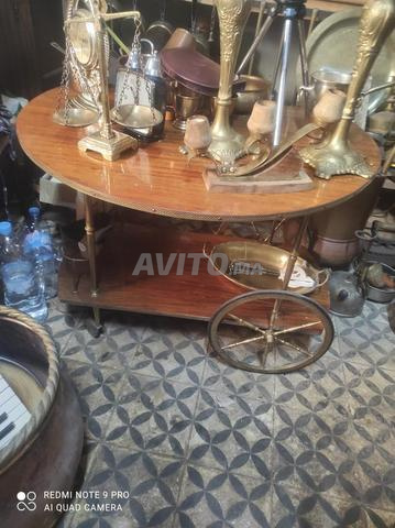 عربة خشبية عتيقة قابلة للطي من النحاس - 2