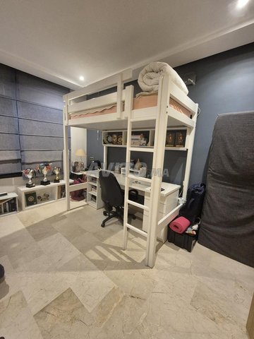 Lit mezzanine bois massif avec bureau