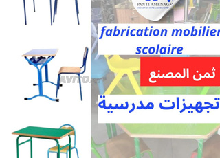 Table écolier double places avec casier métallique