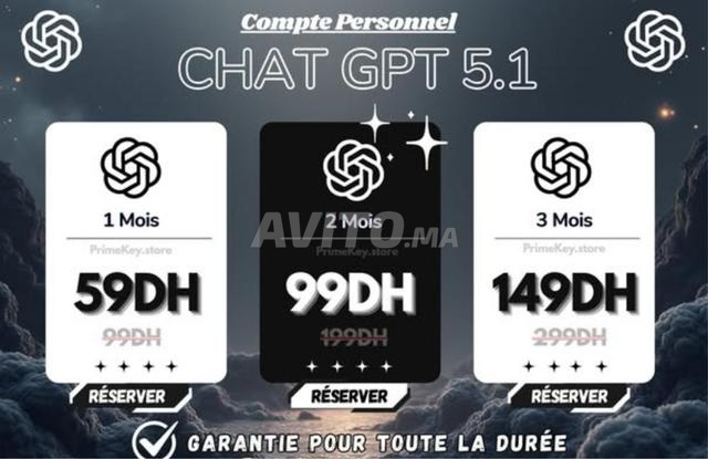 1 Mois de ChatGPT-5.1 Seulement 59 Dh