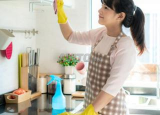 مربية تنظيف مطبخ