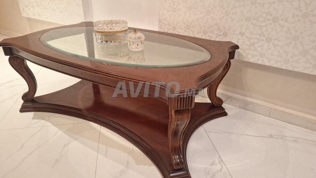 Table basse marron ovale très bon état