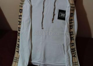 كنزة بغطاء رأس Burberry Vintage Check Panel بيضاء