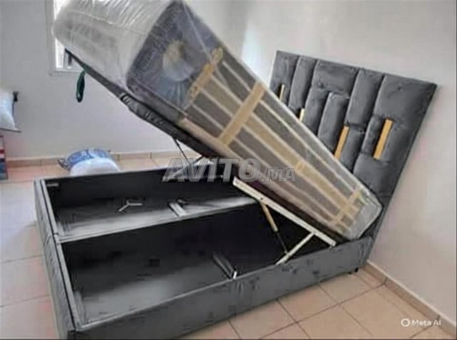 سرير تخزين لشخصين مع صندوق