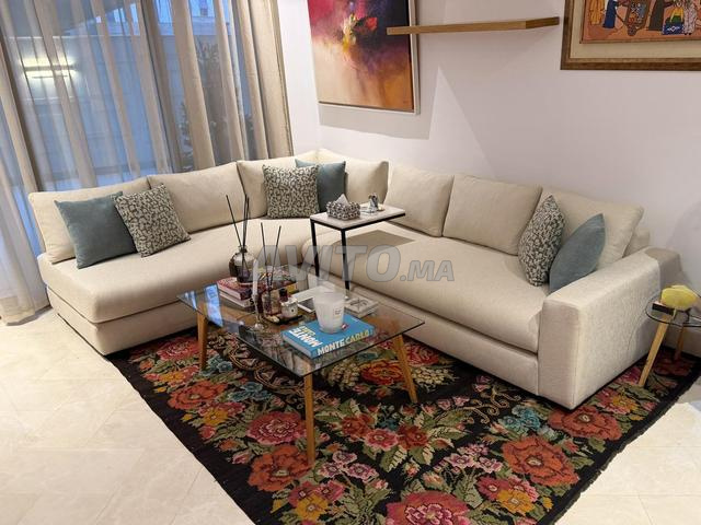 صالون كامل زاوية مريح للغاية على شكل حرف L من قماش البوكليه