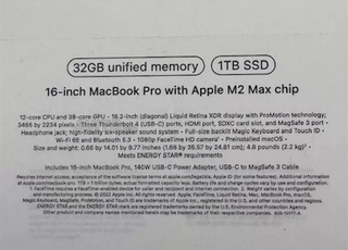 MacBook Pro 16inch M2 Max – Officiel – Neuf