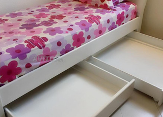 Lit en bois 90*190 cm avec rangement à tiroirs