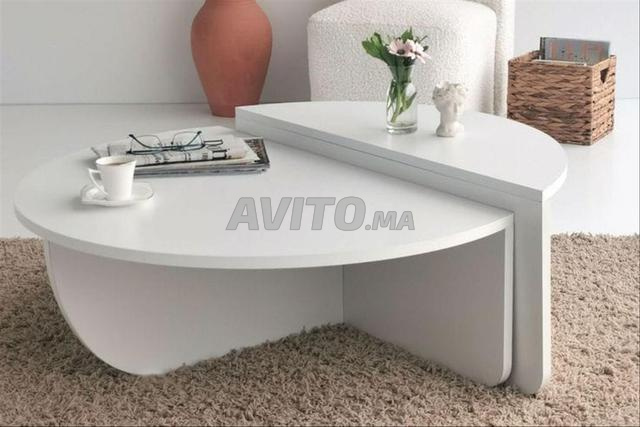 2 tables basses demi cercle en bois mdf haut qualité