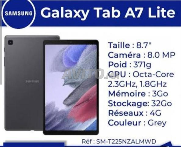 Samsung tab A7 Lite, 32G, 3G Ram, 4G LTE rèseau
