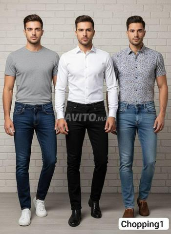 سروال دجين شحاجة طوب طيات xl xxl xxxl 130درهم