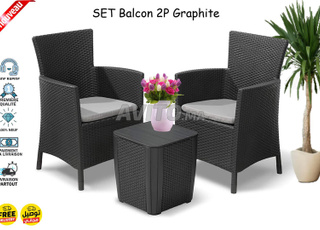 Set Blacon X03 Pièces - Graphite - Effet Rotin