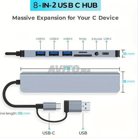 Adaptateur 8 in 2 USB C Hub Multi-Port USB Type C - 2