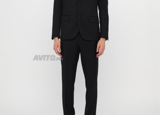 بدلة رجالية سوداء فاخرة بريطانية عالية الجودة