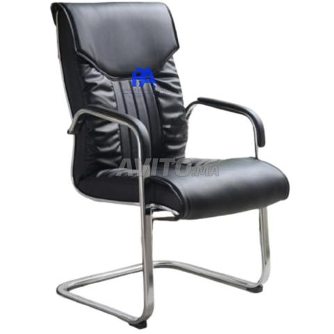 Fauteuil visiteur en simili cuir luge chromé dispo - 2